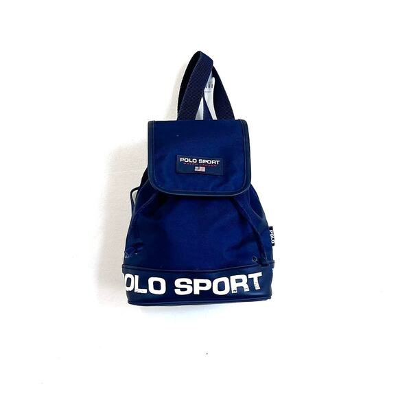 Vintage Y2K Polo Sport Ralph Lauren Mini Backpack Bucket Bag Blue Preppy USA - Picture 1 of 10